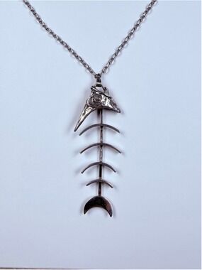 Beaucraft Large Moveable Fish Bone Skeleton 925 Sterling Silver Pendant Necklace